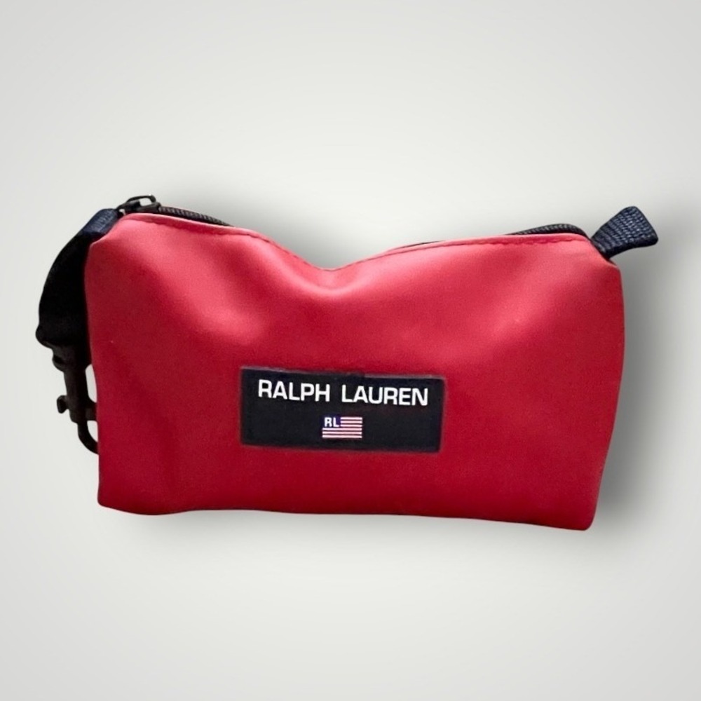 Ralph Lauren Polo Sport Utility Pouch Red Zippered Clip-On Travel Bag Preppy